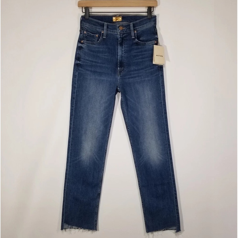 NWT MOTHER High Waisted Rider Ankle Step Fray in Over The Top Straight Jeans 27 - Picture 6 of 16